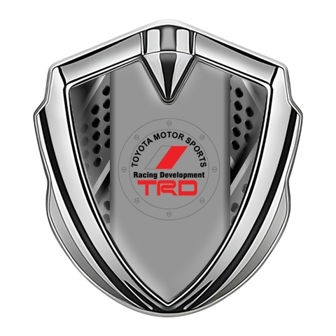 Toyota TRD Emblem Self Adhesive Silver Industrial Grate Red Motif