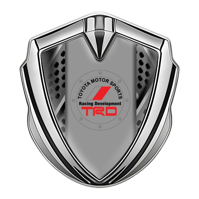 Toyota TRD Emblem Self Adhesive Silver Industrial Grate Red Motif