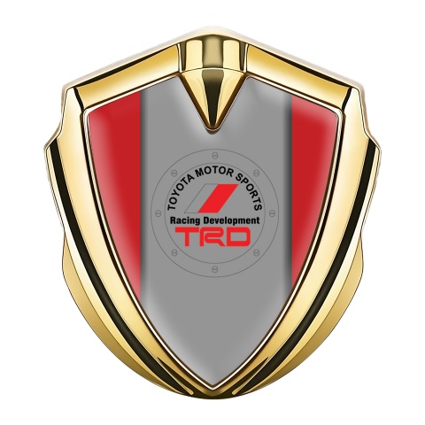 Toyota Metal Emblem Self Adhesive Gold Red Frame Racing Motif