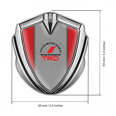 Toyota Metal Emblem Self Adhesive Silver Red Frame Racing Motif