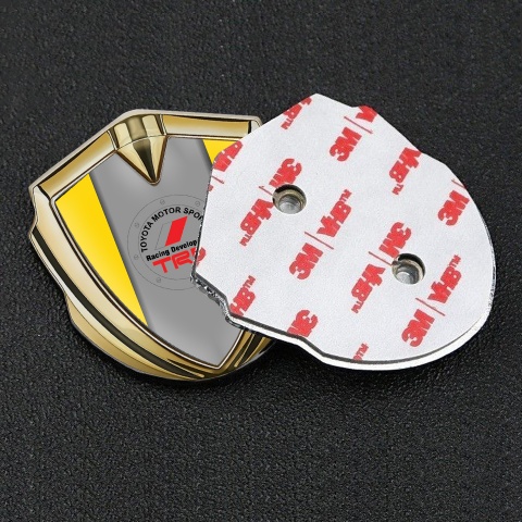 Toyota Metal 3D Car Domed Emblem Gold Yellow Base Grey Pilon Design