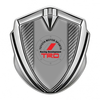 Toyota TRD Emblem Badge Self Adhesive Light Silver Red Flag Design