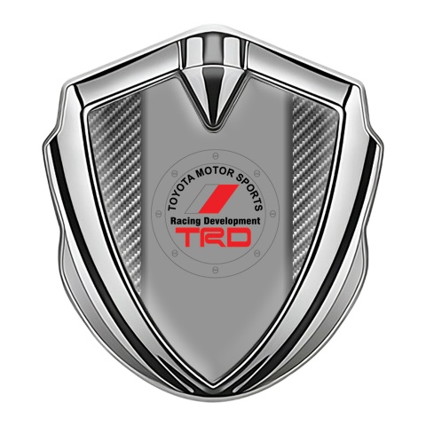 Toyota TRD Emblem Badge Self Adhesive Light Silver Red Flag Design
