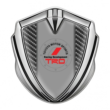 Toyota TRD Fender Emblem Badge Silver Dark Carbon Theme Sport Logo