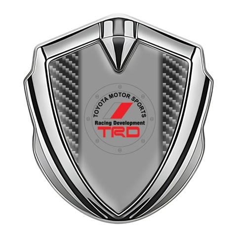 Toyota TRD Fender Emblem Badge Silver Dark Carbon Theme Sport Logo