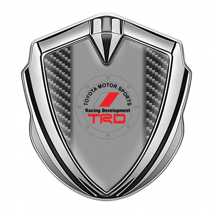 Toyota TRD Fender Emblem Badge Silver Dark Carbon Theme Sport Logo