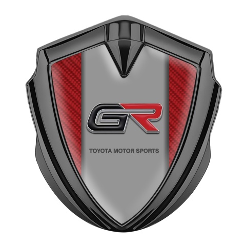 Toyota GR Domed Emblem Graphite Red Carbon Dimensional Logo Design