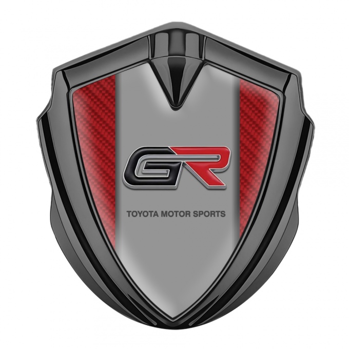 Toyota GR Domed Emblem Graphite Red Carbon Dimensional Logo Design