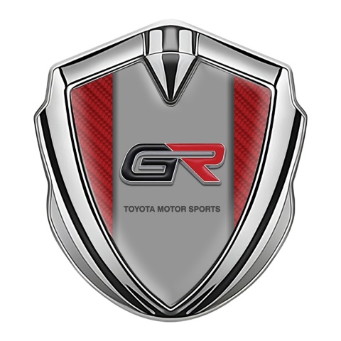 Toyota GR Domed Emblem Silver Red Carbon Dimensional Logo Design
