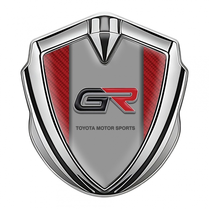 Toyota GR Domed Emblem Silver Red Carbon Dimensional Logo Design