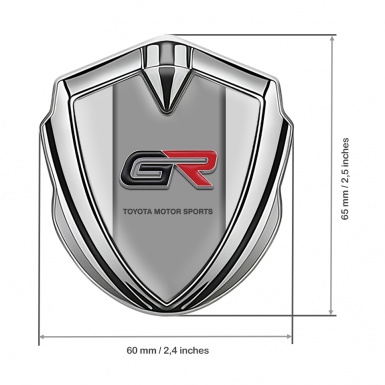 Toyota GR 3D Car Domed Emblem Silver Grey Frame Racing Motif