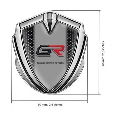 Toyota GR Emblem Fender Badge Silver Black Mesh Racing Edition