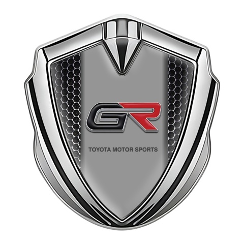 Toyota GR Emblem Fender Badge Silver Black Mesh Racing Edition