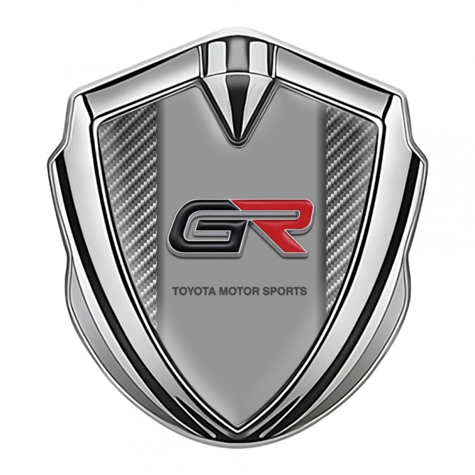Toyota GR Emblem Trunk Badge Silver Light Carbon Tuning Logo
