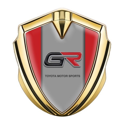 Toyota GR Emblem Self Adhesive Gold Red Sides Grey Center Panel