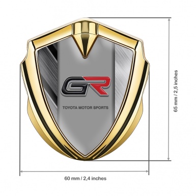 Toyota GR Bodyside Domed Emblem Gold Brushed Aluminum Relief Logo