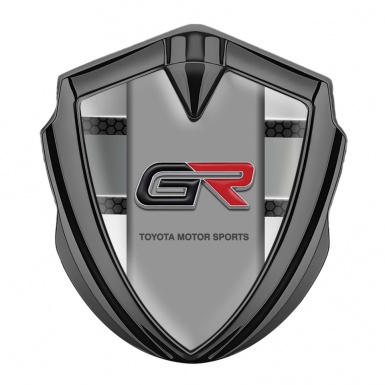 Toyota GR Emblem Fender Badge Graphite Hex Base Gradient Panels Design