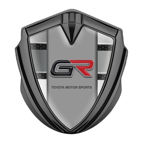 Toyota GR Emblem Fender Badge Graphite Hex Base Gradient Panels Design
