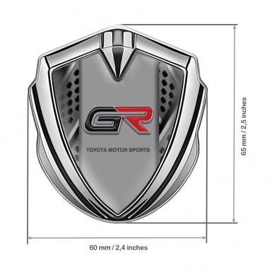 Toyota GR Emblem Trunk Badge Silver Mixed Mesh Tuning Logo Design