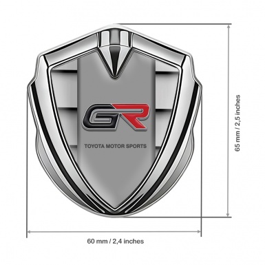 Toyota GR Emblem Self Adhesive Silver Metallic Plates Modern Edition