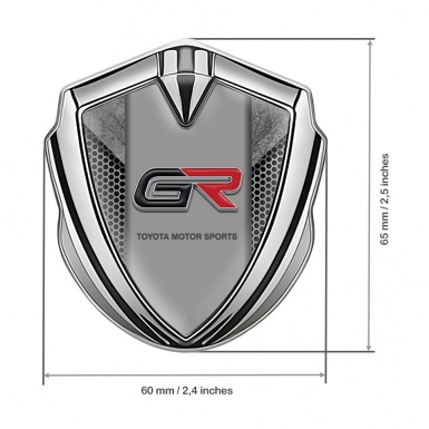 Toyota GR Bodyside Domed Emblem Silver Honeycomb Grey Crest Design