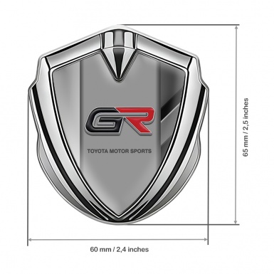 Toyota GR Emblem Badge Self Adhesive Silver Mixed Panels Sport Logo