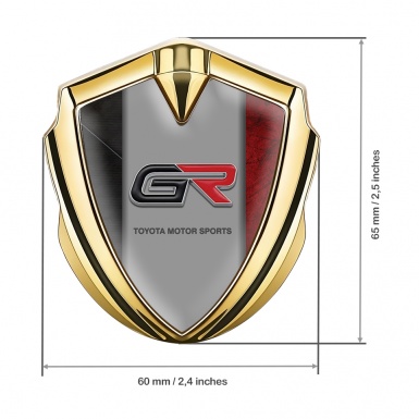 Toyota GR Fender Emblem Badge Gold Charcoal Red Frame Sport Edition