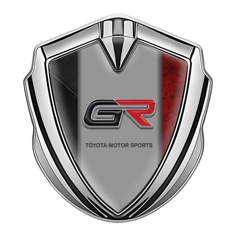 Toyota GR Fender Emblem Badge Silver Charcoal Red Frame Sport Edition