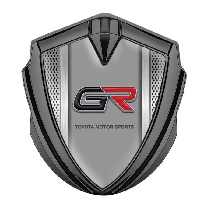 Toyota GR Emblem Self Adhesive Graphite Light Grate Rounded Color Logo