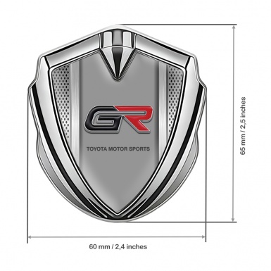 Toyota GR Emblem Self Adhesive Silver Light Grate Rounded Color Logo