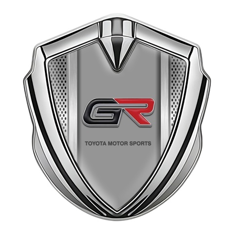 Toyota GR Emblem Self Adhesive Silver Light Grate Rounded Color Logo