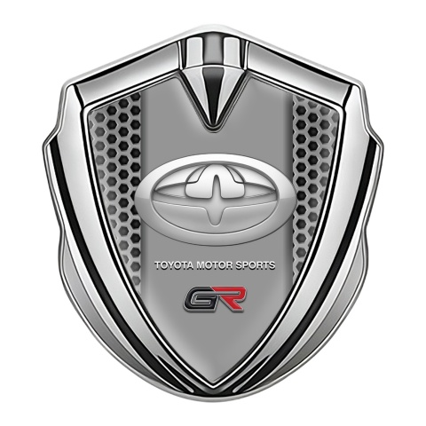 Toyota GR Trunk Emblem Badge Silver Full Hex Frame Modern Logo