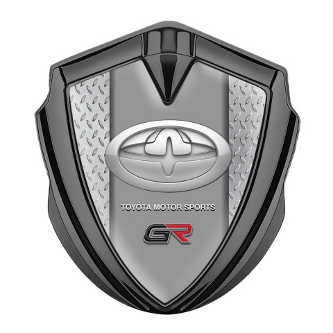 Toyota GR Emblem Car Badge Graphite Treadplate Frame Modern Design