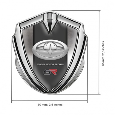 Toyota GR Bodyside Domed Emblem Silver Rough Steel Racing Logo