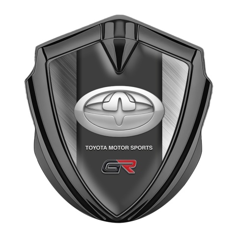 Toyota Metal Emblem Self Adhesive Graphite Brushed Steel Modern Edition