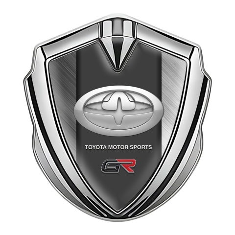 Toyota Metal Emblem Self Adhesive Silver Brushed Steel Modern Edition