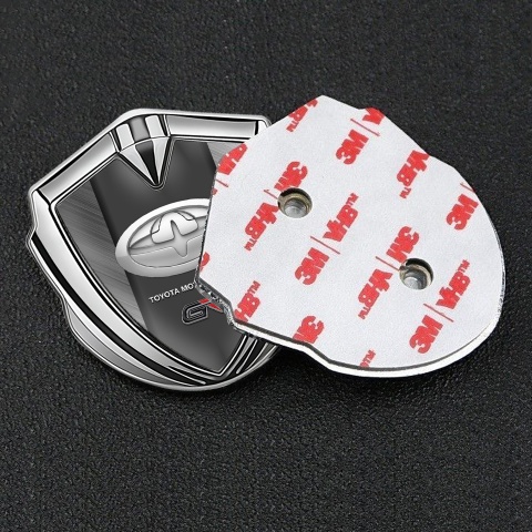 Toyota Metal Emblem Self Adhesive Silver Brushed Steel Modern Edition