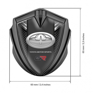 Toyota Metal 3D Domed Emblem Graphite Charcoal Mesh Grey Crest Design