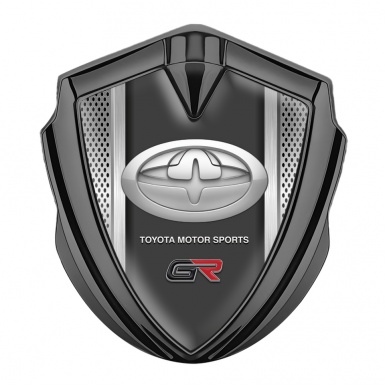 Toyota GR Emblem Badge Self Adhesive Graphite Grey Mesh Oval Design