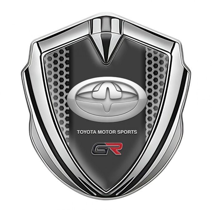 Toyota GR Emblem Self Adhesive Silver Grey Hexagon Oval Logo Edition