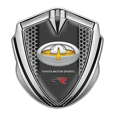 Toyota GR Bodyside Emblem Badge Silver Honeycomb Yellow Variant