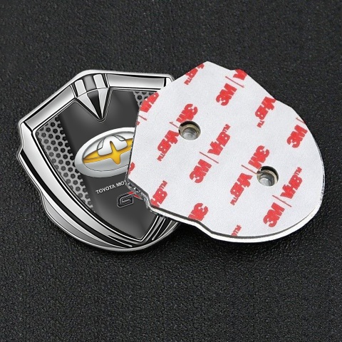 Toyota GR Bodyside Emblem Badge Silver Honeycomb Yellow Variant