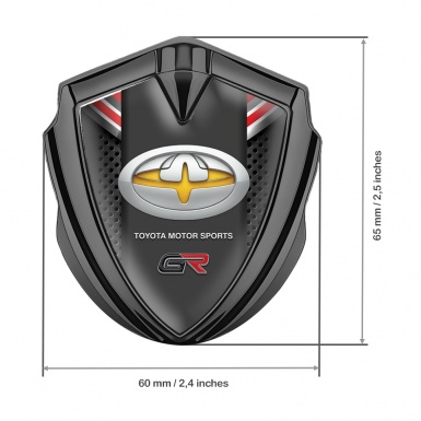 Toyota GR Trunk Emblem Badge Graphite Charcoal Mesh Oval Yellow Logo