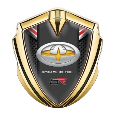 Toyota GR Trunk Emblem Badge Gold Charcoal Mesh Oval Yellow Logo