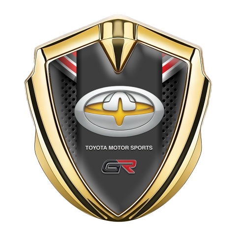 Toyota GR Trunk Emblem Badge Gold Charcoal Mesh Oval Yellow Logo