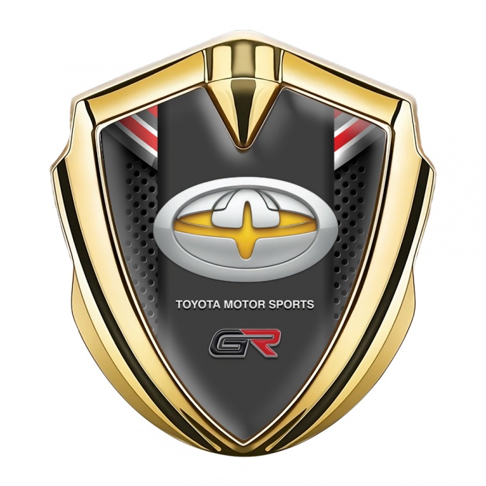 Toyota GR Trunk Emblem Badge Gold Charcoal Mesh Oval Yellow Logo