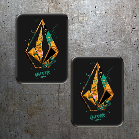 Volcom Silicone Stickers True to This Black and Orange 2 pcs