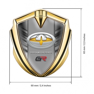 Toyota Metal Emblem Self Adhesive Gold Side Strokes Yellow Tuning Logo