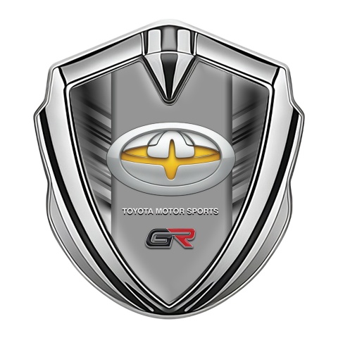 Toyota Metal Emblem Self Adhesive Silver Side Strokes Yellow Tuning Logo