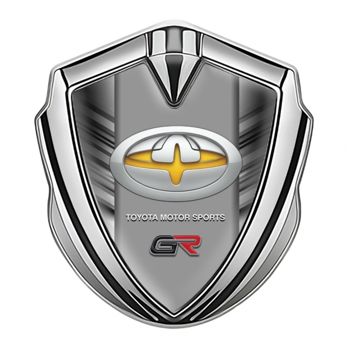 Toyota Metal Emblem Self Adhesive Silver Side Strokes Yellow Tuning Logo